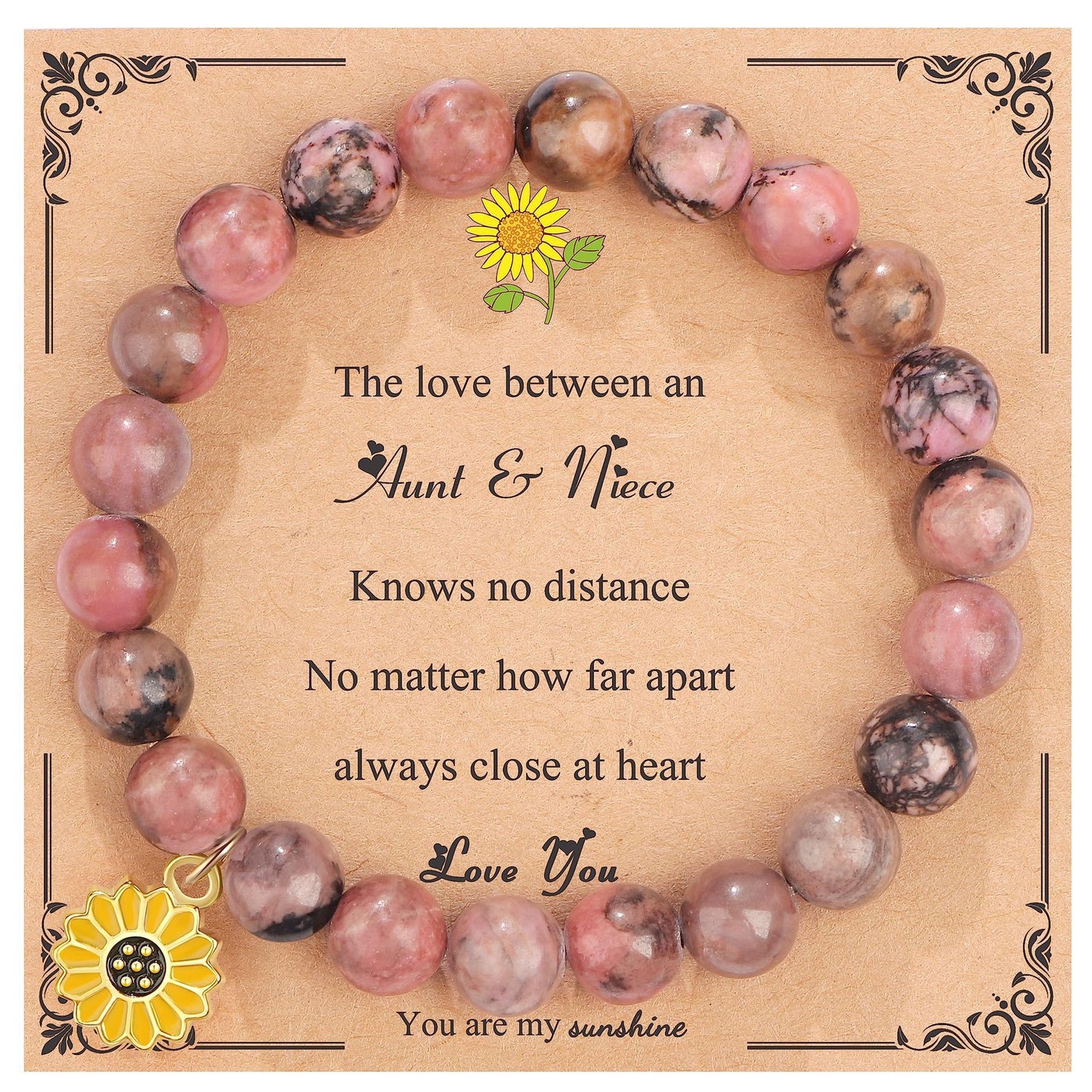 Sweet Floral Sunflower Gemstone Charm Bracelet for Women