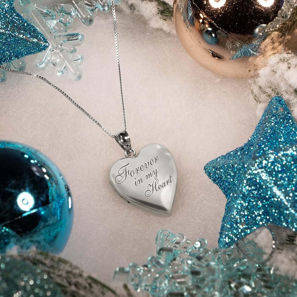 Minimalist Heart-Shaped Stainless Steel Pendant Necklace with Engraving and Openable Photo Frame, Silver Plated Titanium Steel Charm
