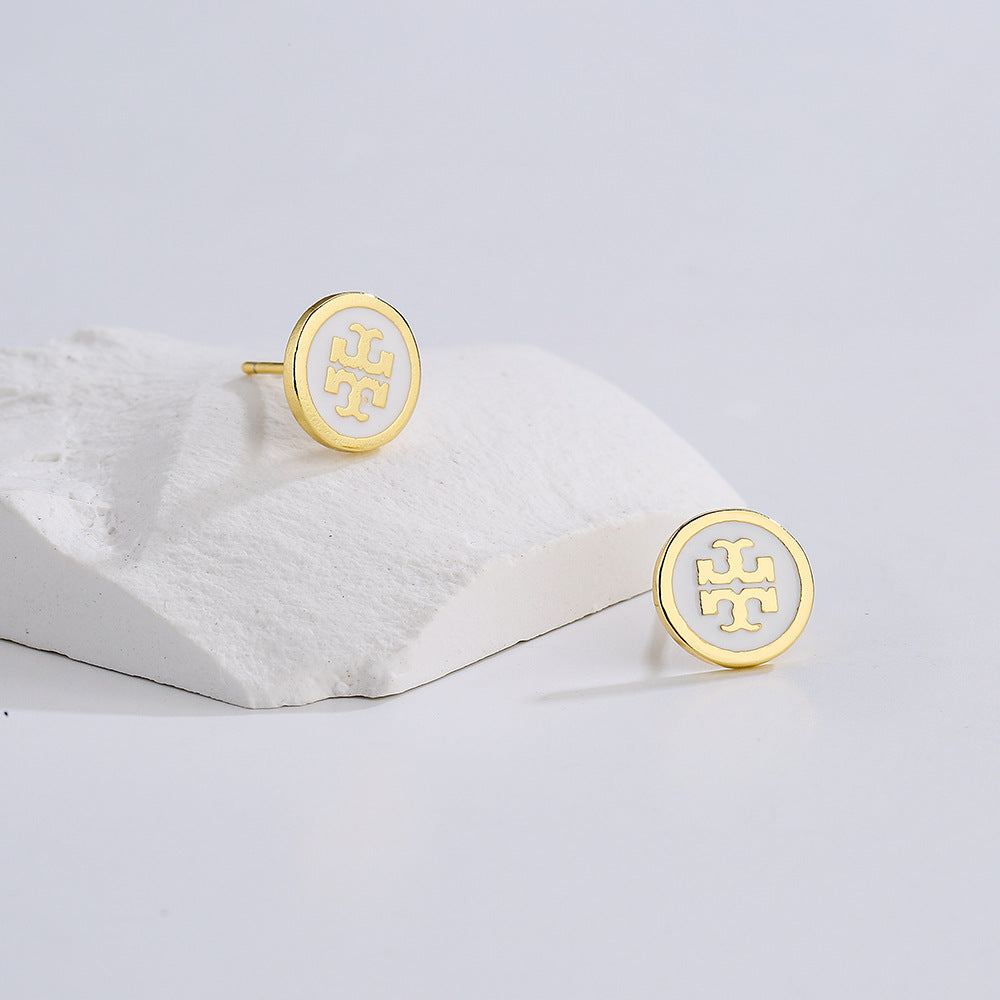 Orecchini a Perno da Donna Minimalisti Geometrici Irregolari Smaltati in Rame Placcato Oro 18K Stile Vintage