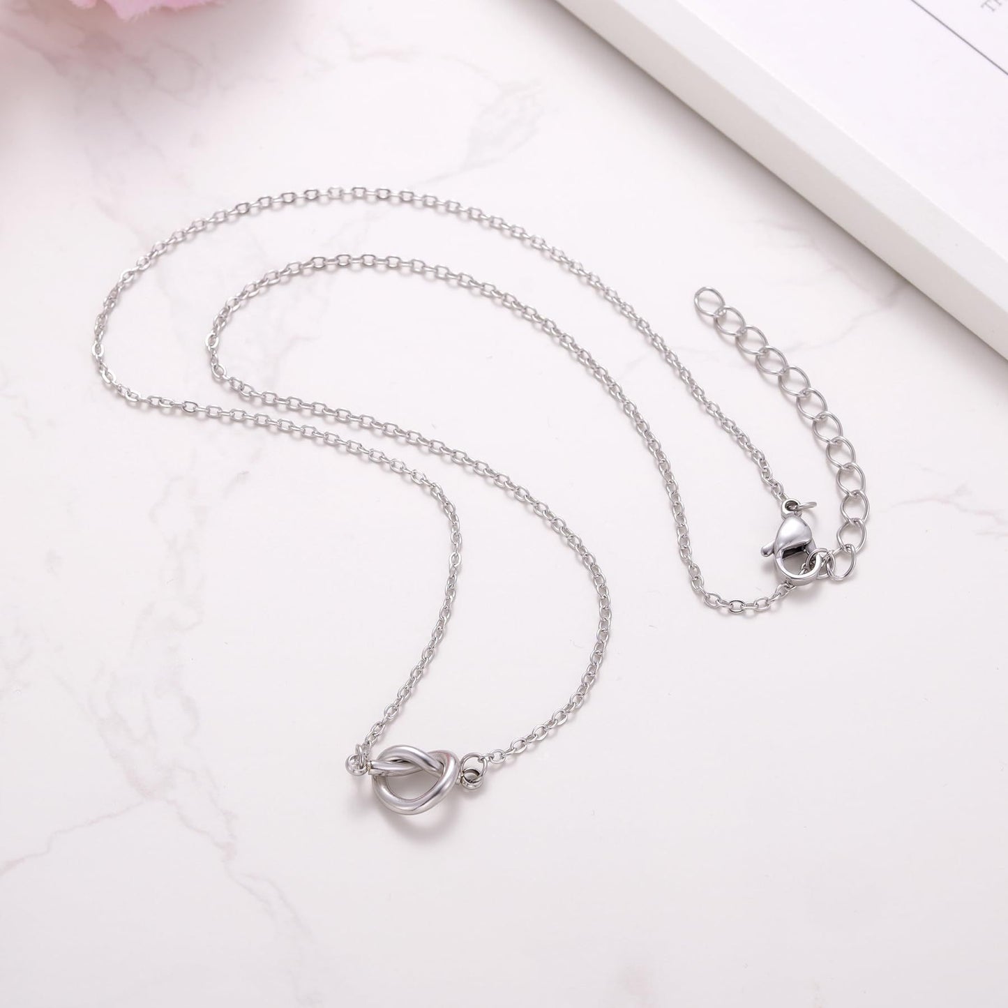 Elegant Heart Knot Stainless Steel Plated Pendant Necklace for Women