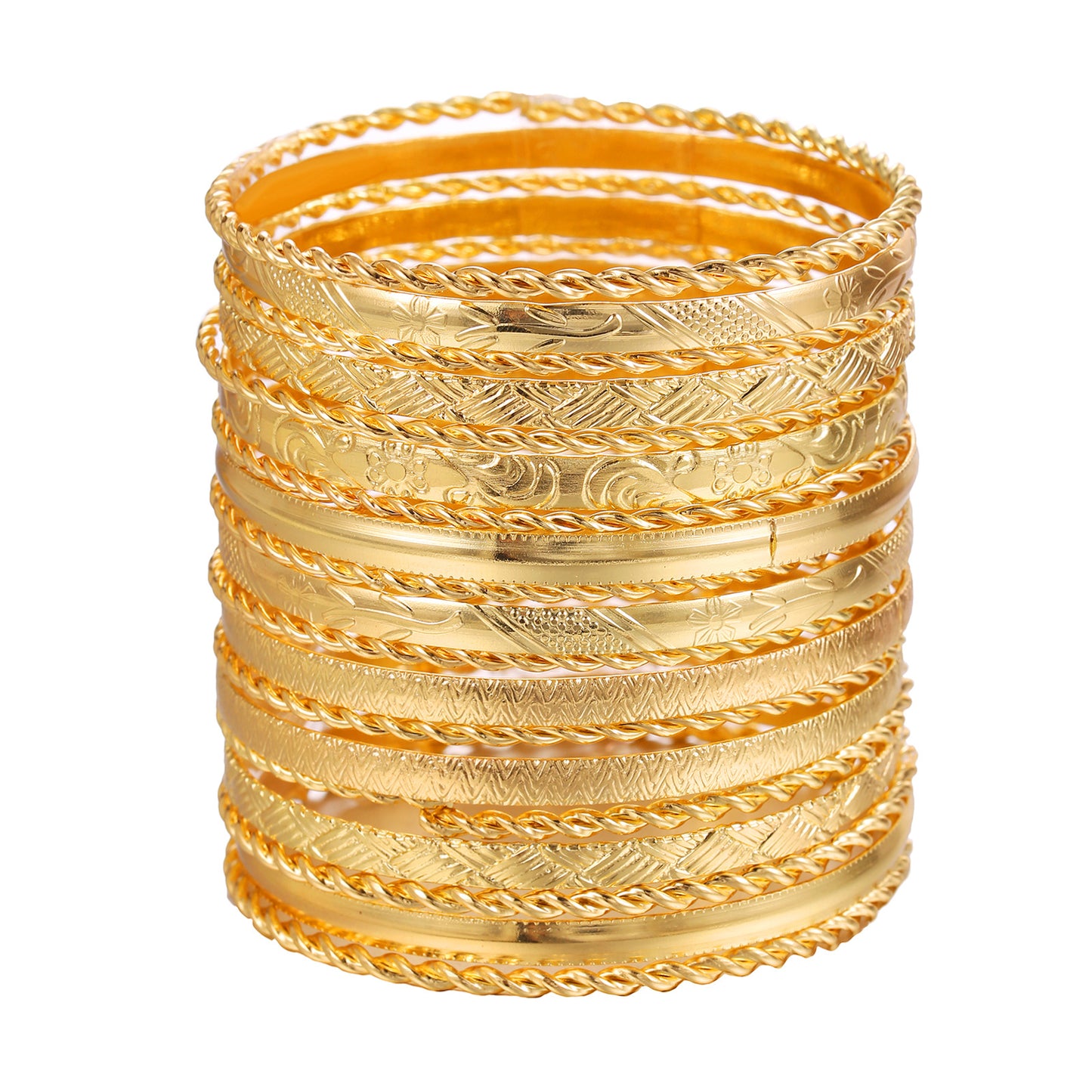 Vintage Ethnic Geometric Round Gold Plated Alloy Bracelet Set