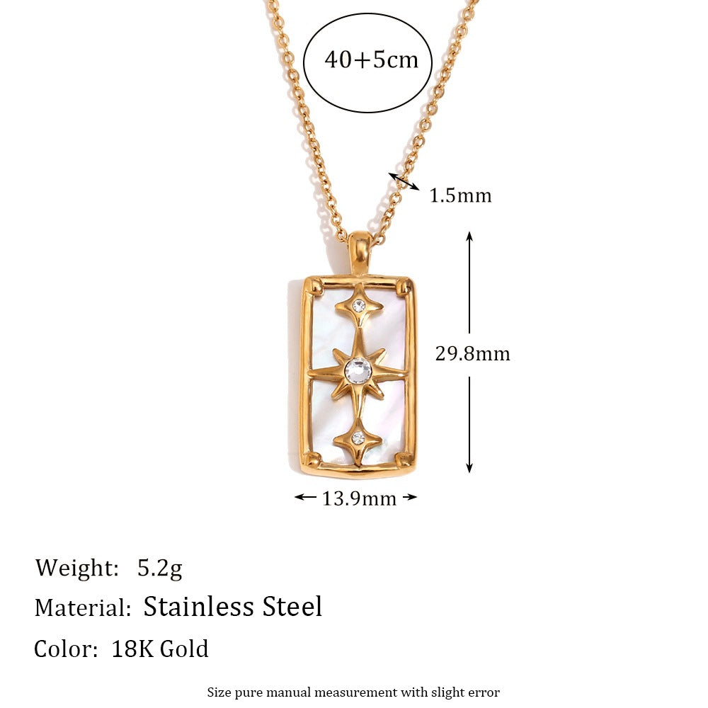 Collar con colgante de estrella de ocho puntas geométrica minimalista en acero inoxidable con baño de oro de 18K para mujer