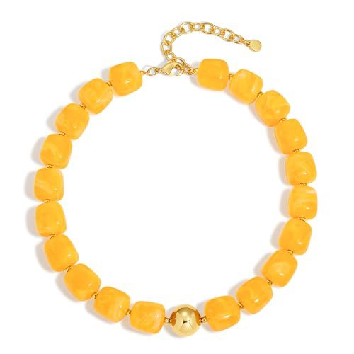 Casual Square Resin Polished Pendant Necklace for Women