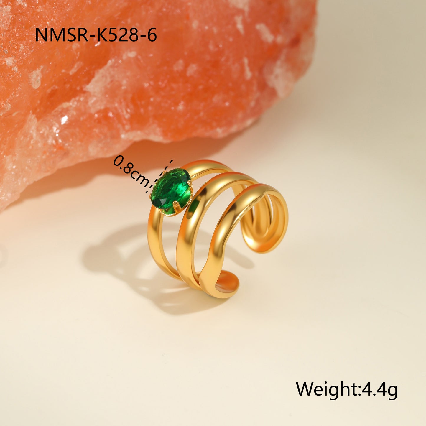 Anillo de Acero Inoxidable Geométrico Minimalista con Baño de Oro de 18K y Detalles de Remaches Esféricos Irregulares para Mujer