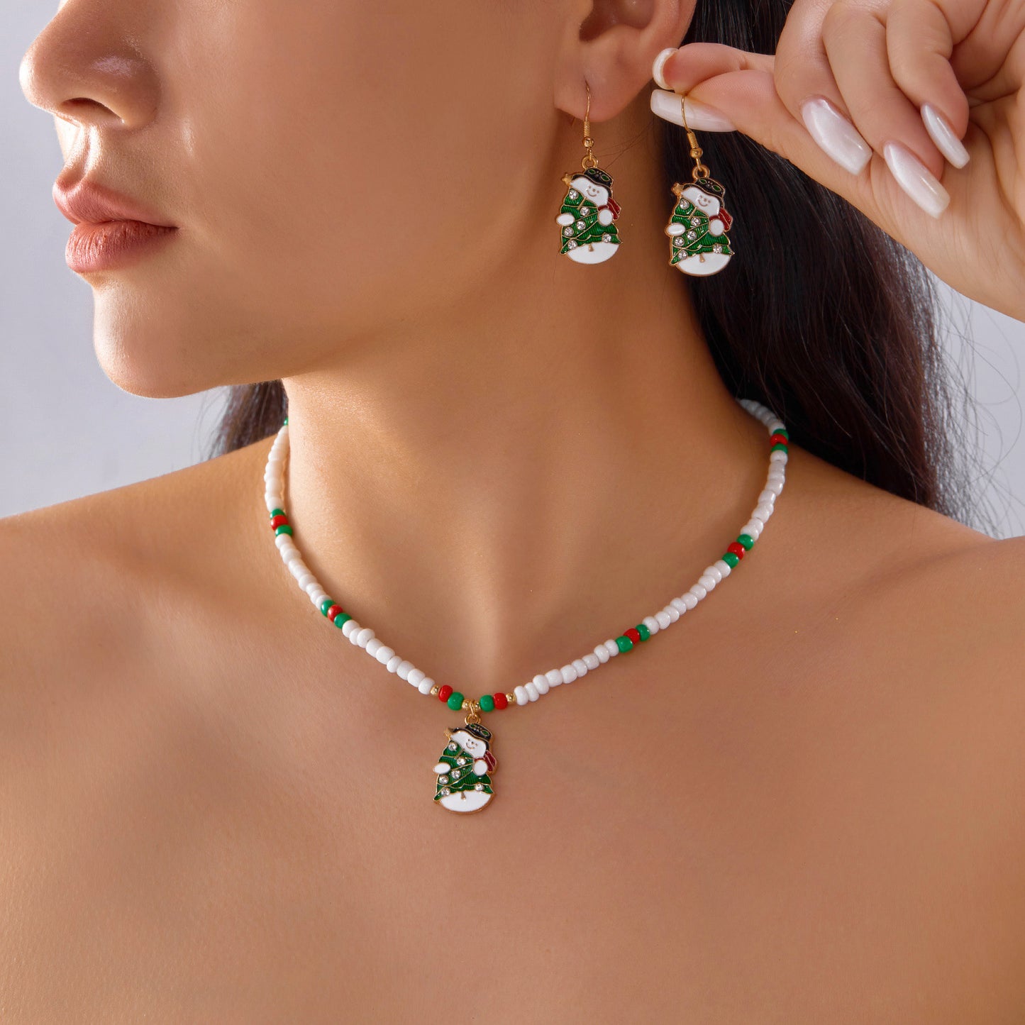 Conjunto de Collar con Colgante de Copo de Nieve y Muñeco de Nieve con Temática Navideña, con Dije de Corazón, Joyería de Aleación de Zinc para Mujeres y Hombres, Accesorio Festivo Hecho a Mano