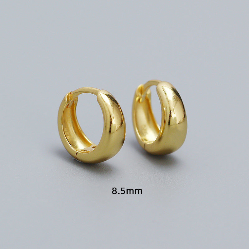 Minimalist 925 Sterling Silver Polished Round Geometric Hoop Earrings
