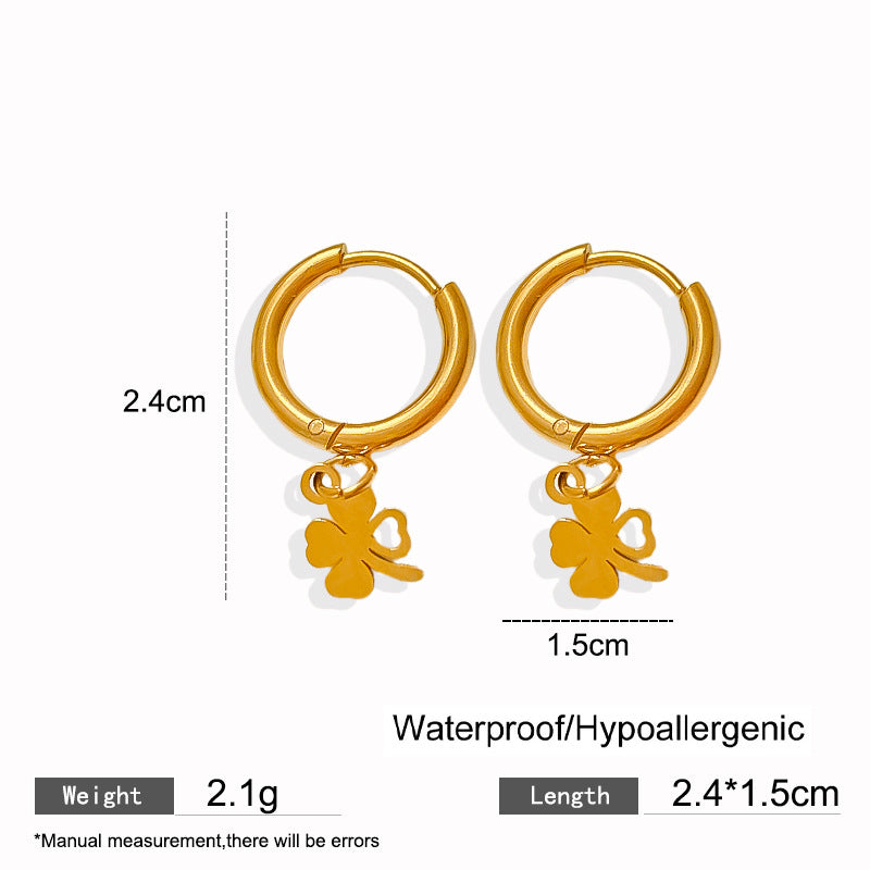 Elegant Titanium Steel Drip Oil Plated Stud Earrings for Women