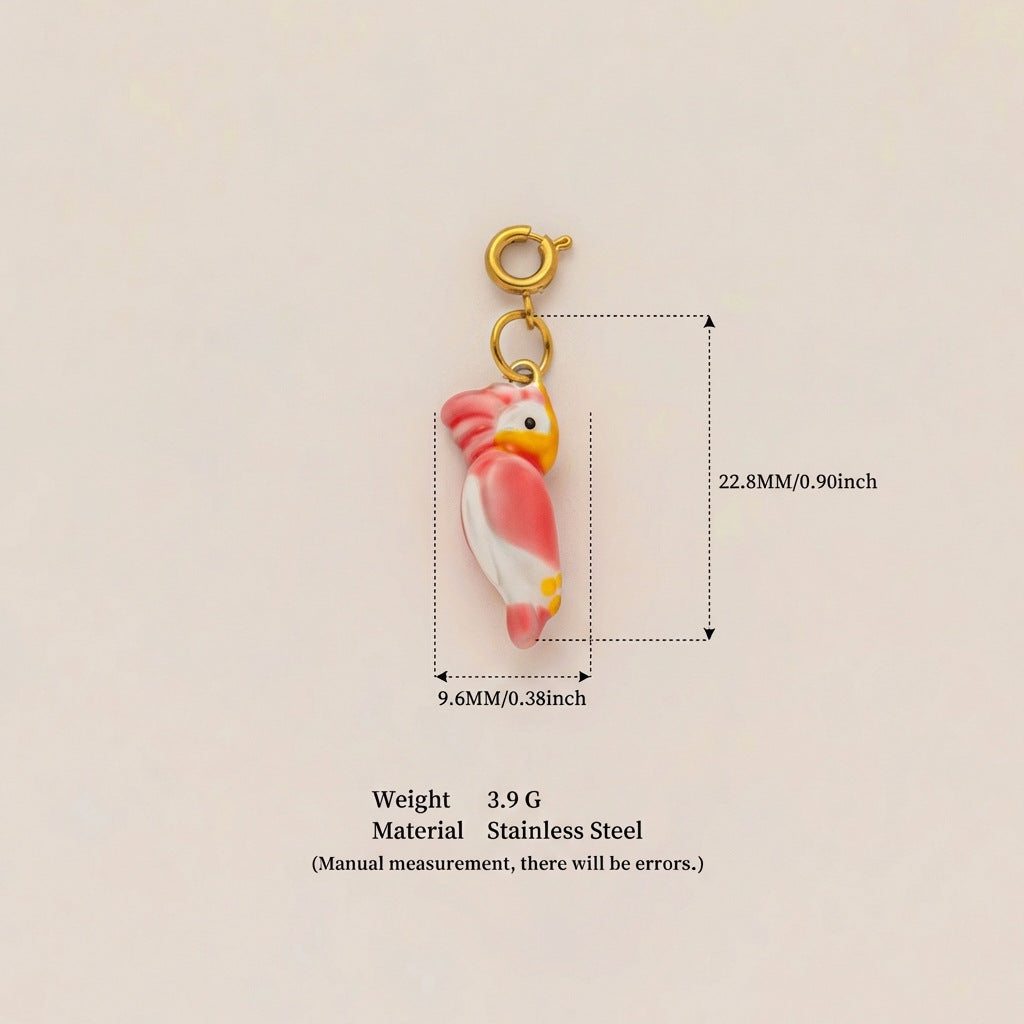Vintage 18K Gold Plated Stainless Steel Animal Pendant Charm Bar for Women