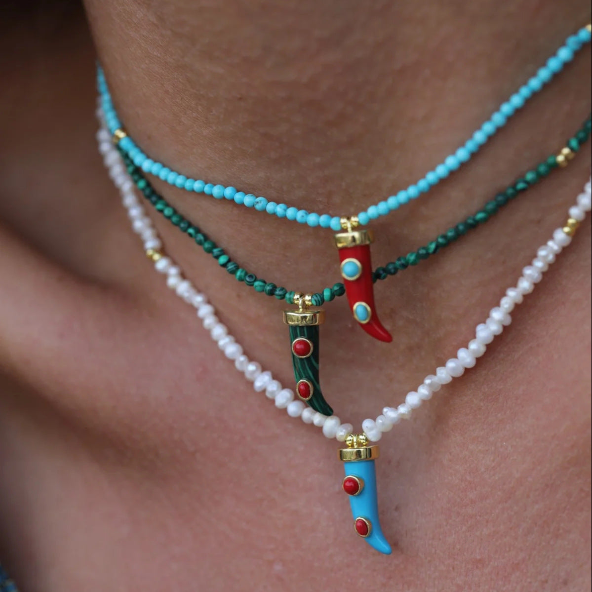 Vintage Style Chili Pepper and Pearl Beaded Necklace in Copper with Plated Finish for Women
