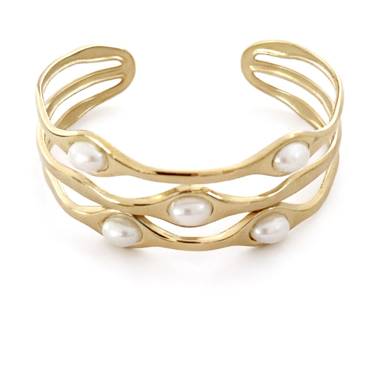Bracciale a fascia in acciaio inossidabile placcato a forma di piuma