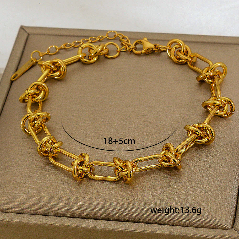 Set di bracciali multistrato minimalisti in acciaio inossidabile con placcatura sottovuoto, da indossare tutti i giorni