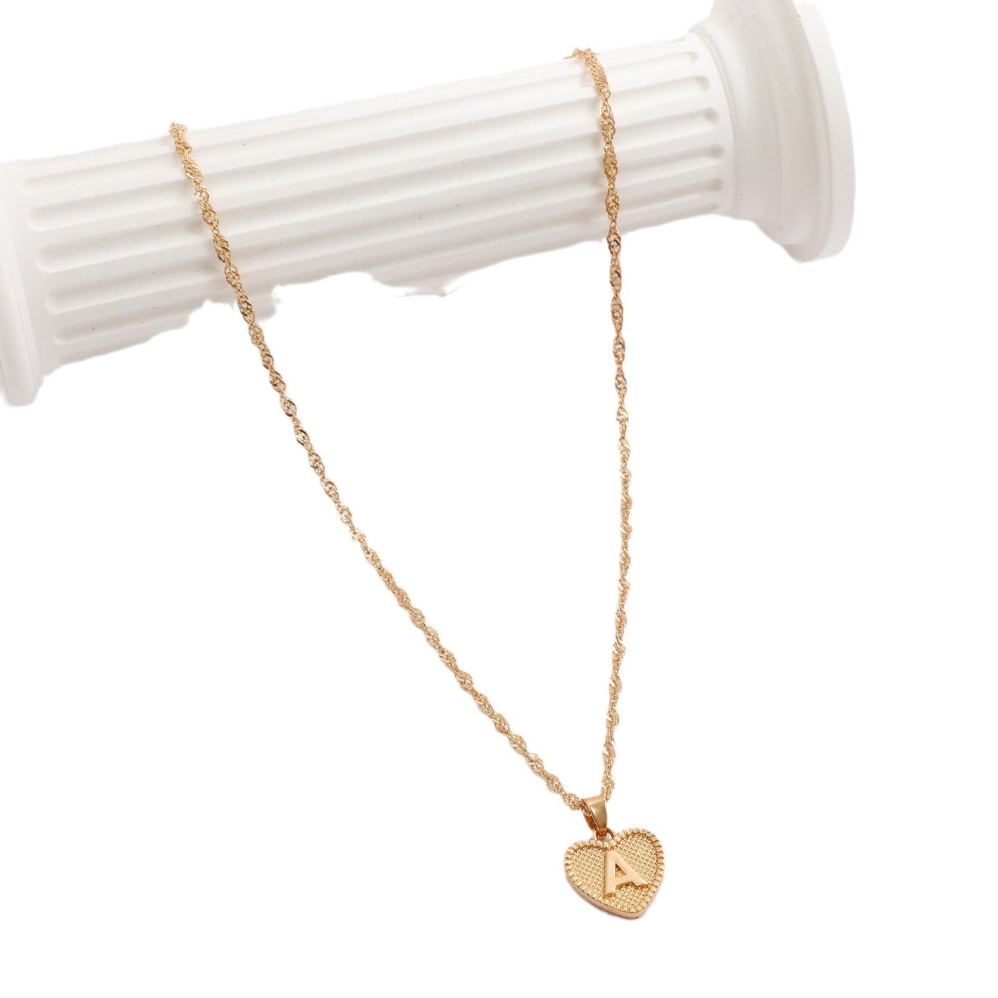 Minimalist Heart Letter Zinc Alloy Plated Necklace Singapore Chain Women