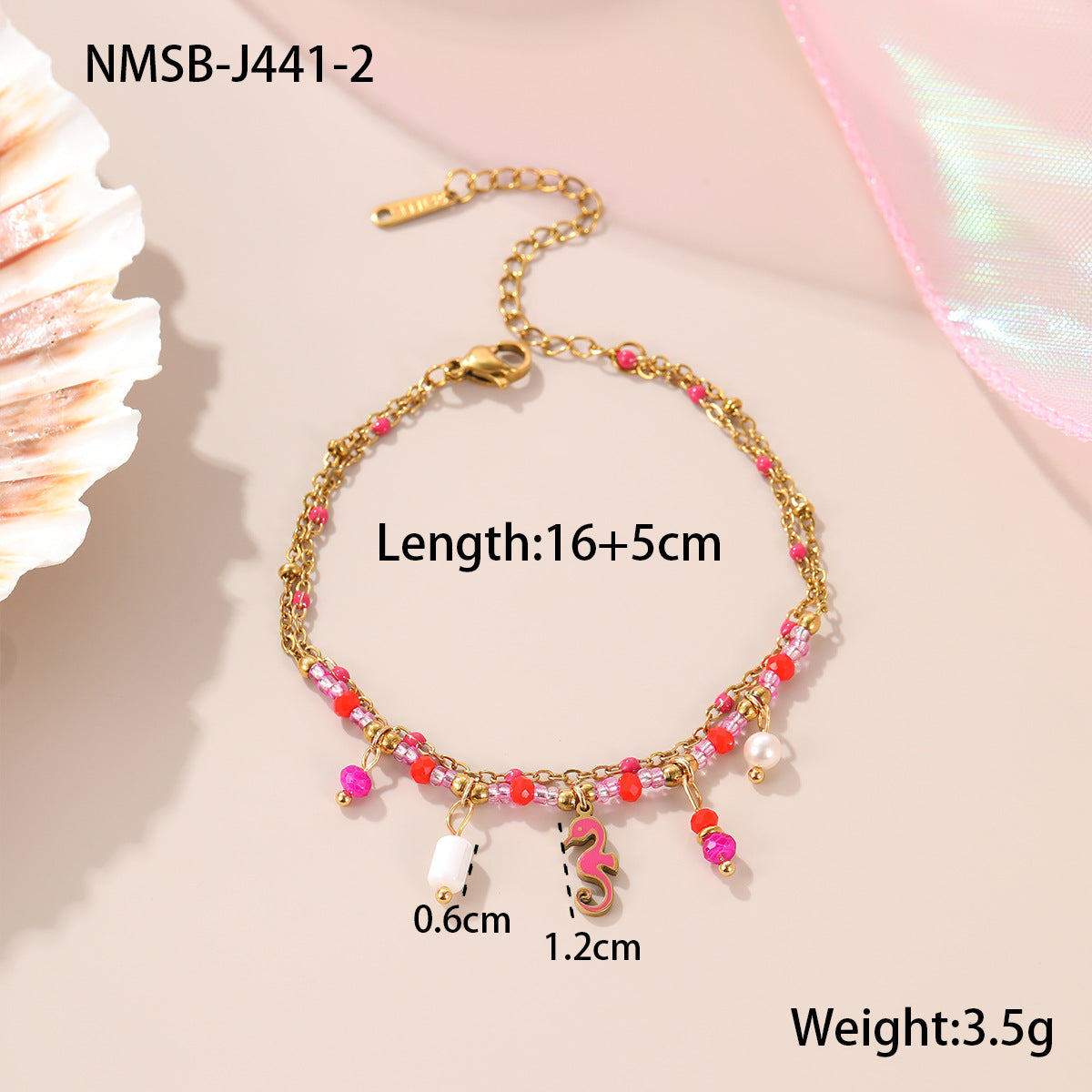 Bohemian Style Starfish and Floral Pattern Stainless Steel Plated Bracelet for Women with Geometric Design and Fresh Aesthetic