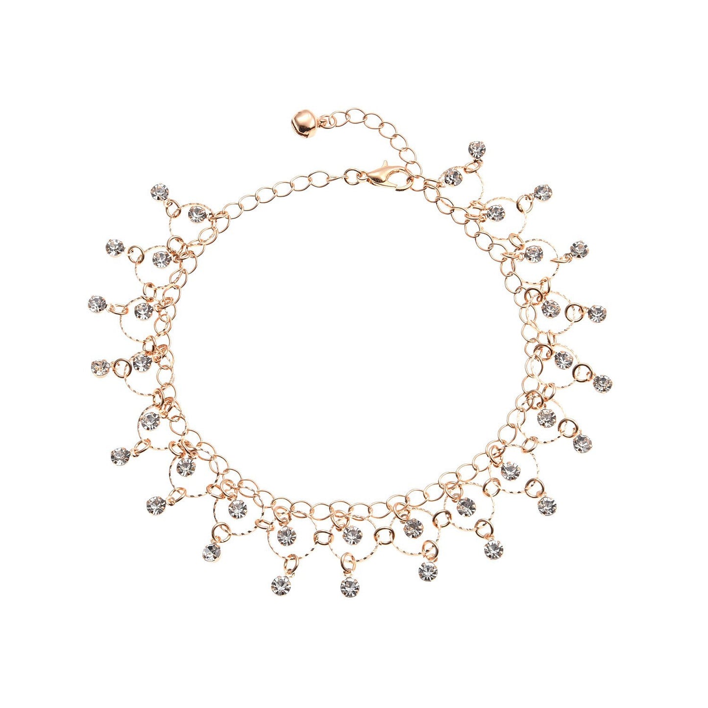 Dance Rhinestone Circular Pendant Anklet for Women Geometric Minimalist Alloy Anklet for Beach or Vacation