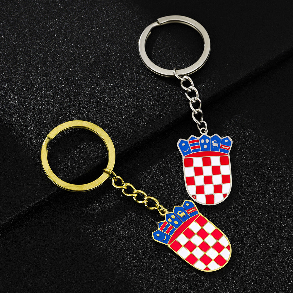 Llavero con Insignia Étnica Croata Vintage en Acero de Titanio para Hombres y Mujeres