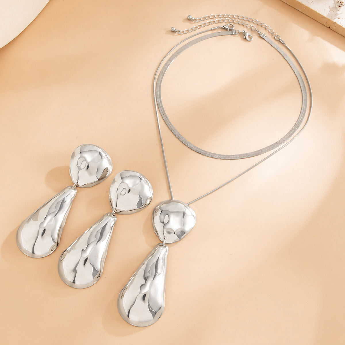 Minimalist Teardrop Iron Plated Pendant Necklace Snake Chain Women's Jewelry