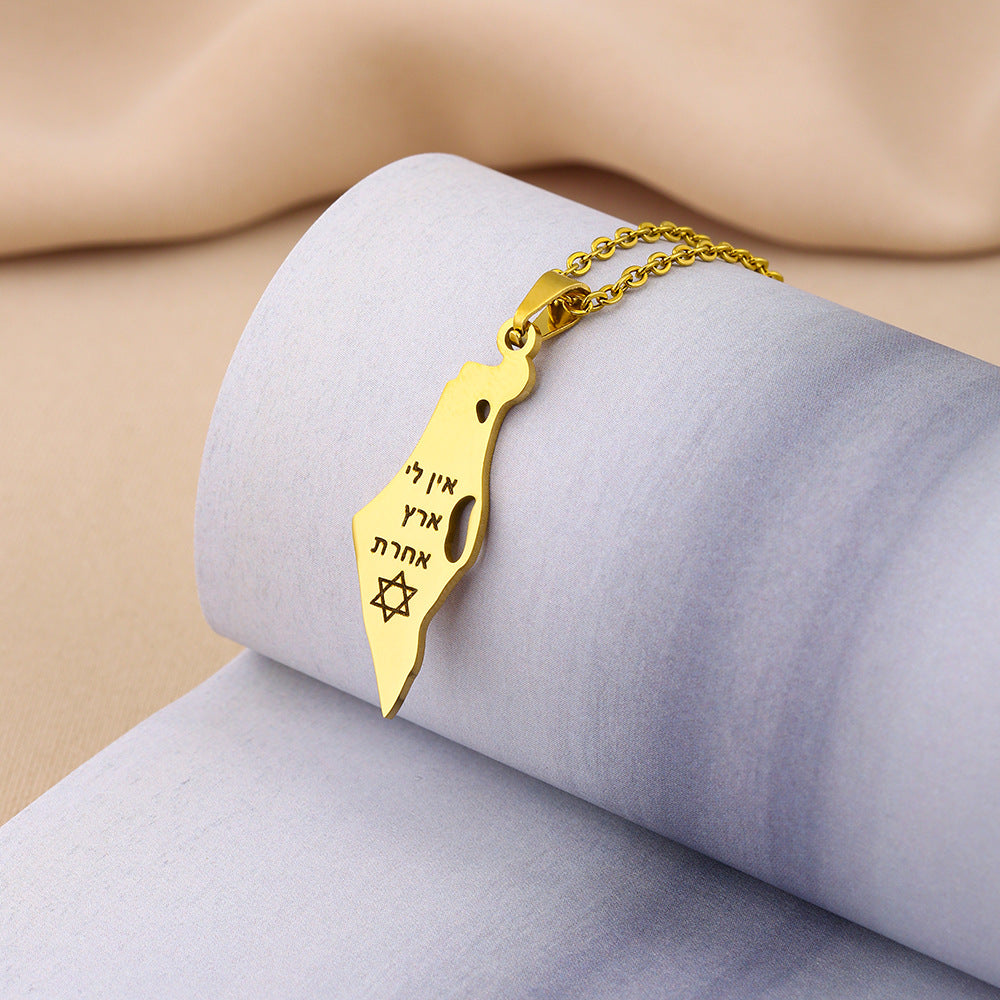 Collana con ciondolo a stella geometrica etnica in acciaio inossidabile con charm in acciaio al titanio e finitura galvanica su catena a O
