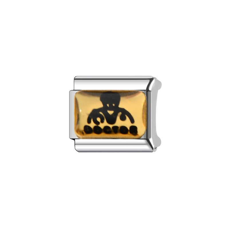 Sweet Cartoon Plated Stainless Steel DIY Charm Bar Bracelet Unisex