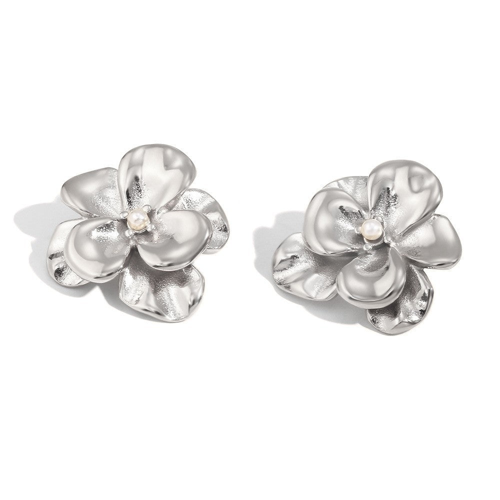 Vintage Floral Ring in Stainless Steel with 18K Gold Plating for Women