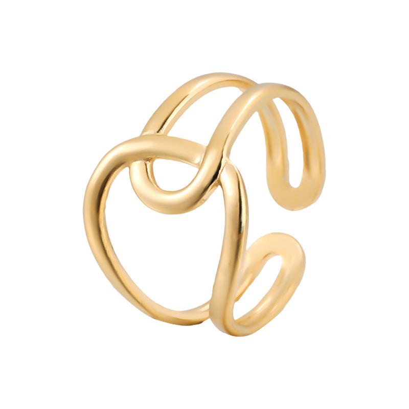 Minimalist Geometric Titanium Steel Open Ring for Women with Plated Finish and Clean Line Design