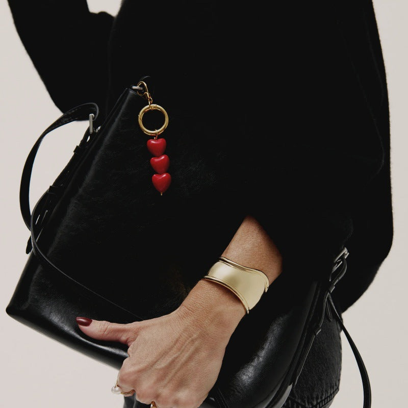 Macaron Color Heart Shape Alloy Plated Chain Bag Strap with Pearl Inlay
