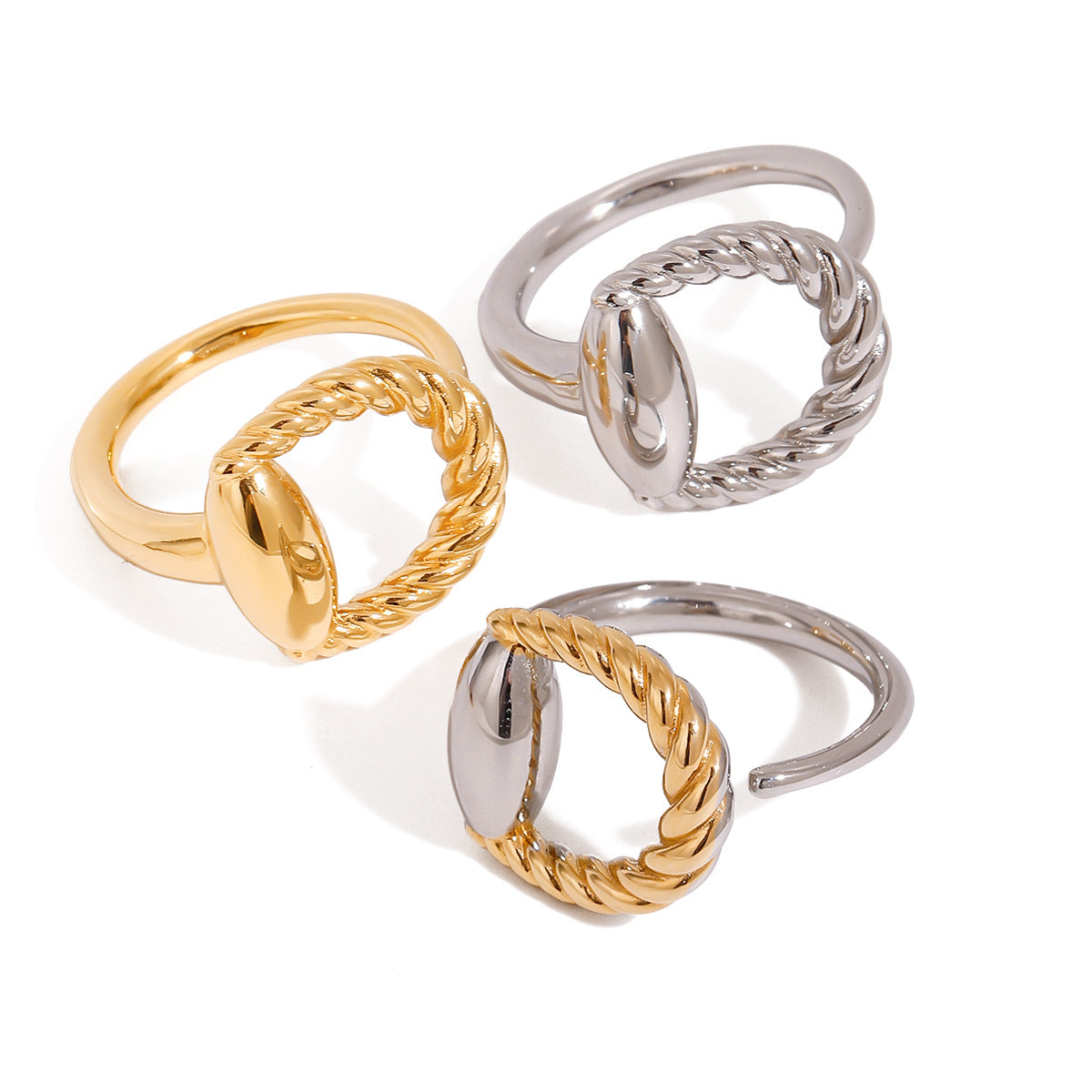 Geometric Plated Stainless Steel Ring for Women