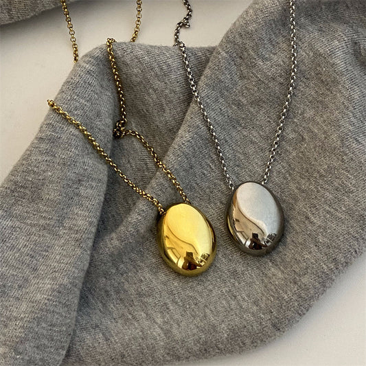 Minimalist Waterdrop-Shaped Stainless Steel Pendant Necklace with Polished Finish for Women