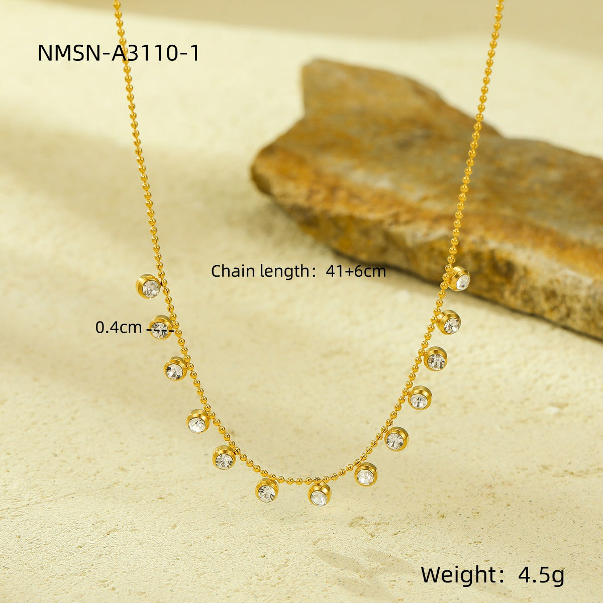 Collana alla moda in stile francese con nappina e intarsi in strass in acciaio al titanio da donna