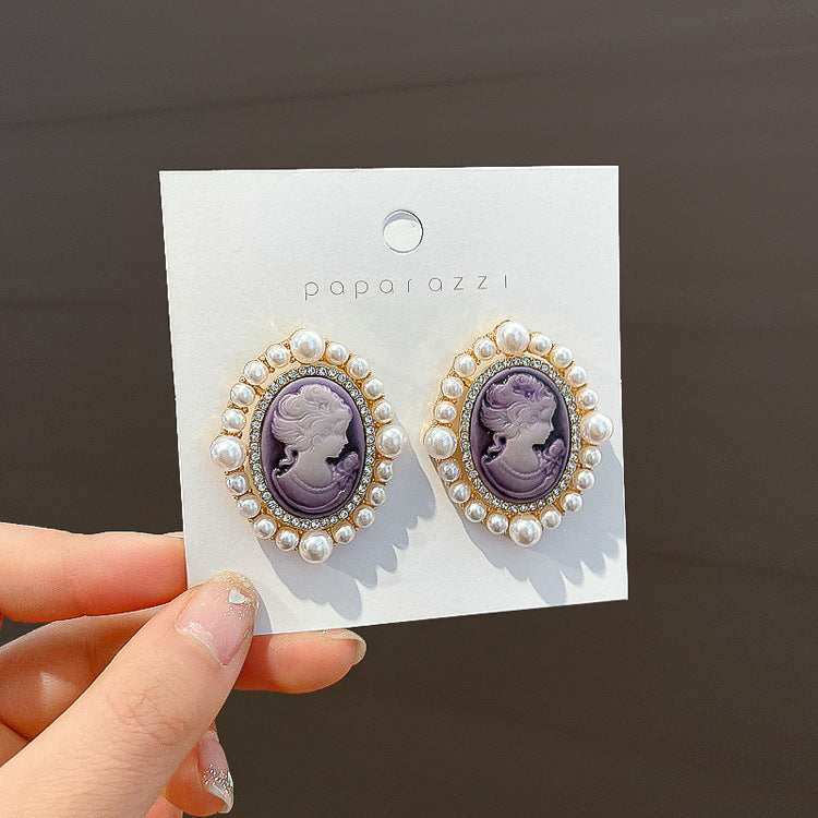 Pendientes ovalados de acrílico estilo vintage francés con postes de acero, diseño geométrico, acabado electrochapado, joyería elegante y ligera de lujo para las orejas