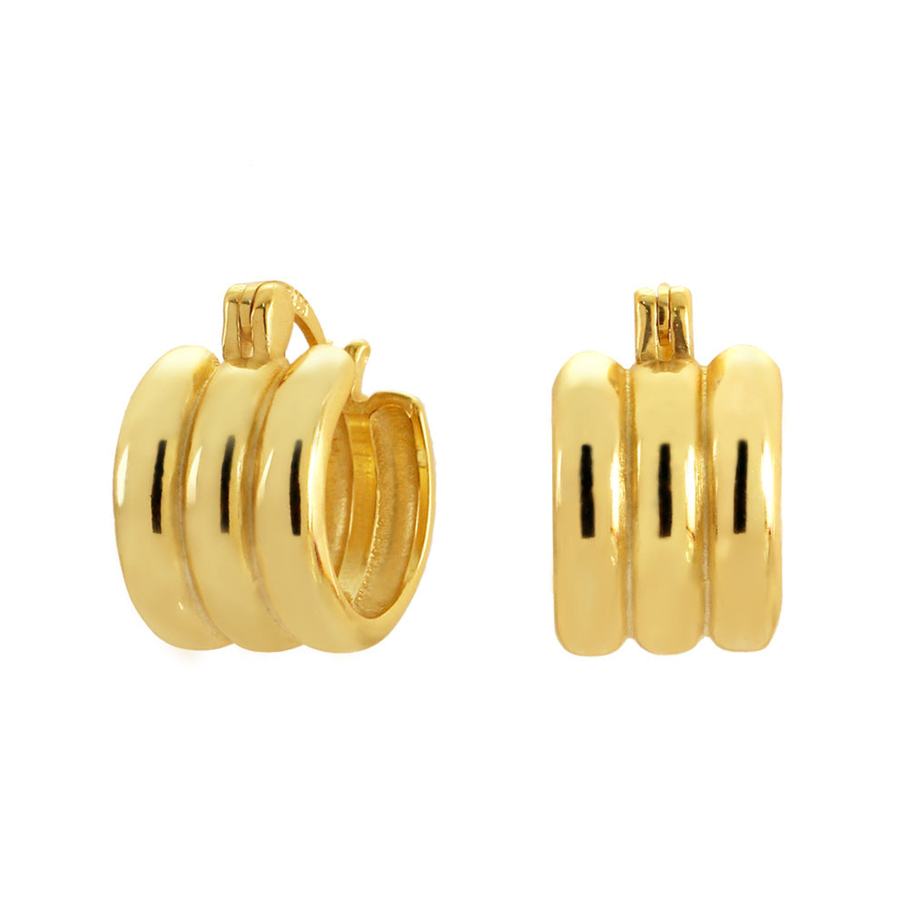 Minimalist Elegant 925 Sterling Silver Geometric Plated Hoop Earrings for Women