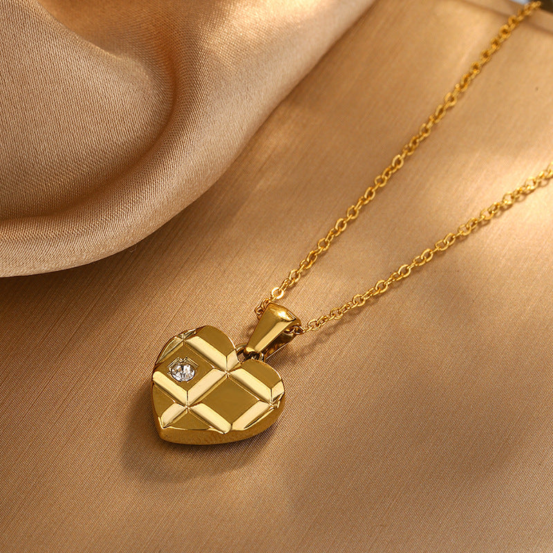 Collana con Ciondolo Minimalista a Cuore in Acciaio Inox Placcato per Donne