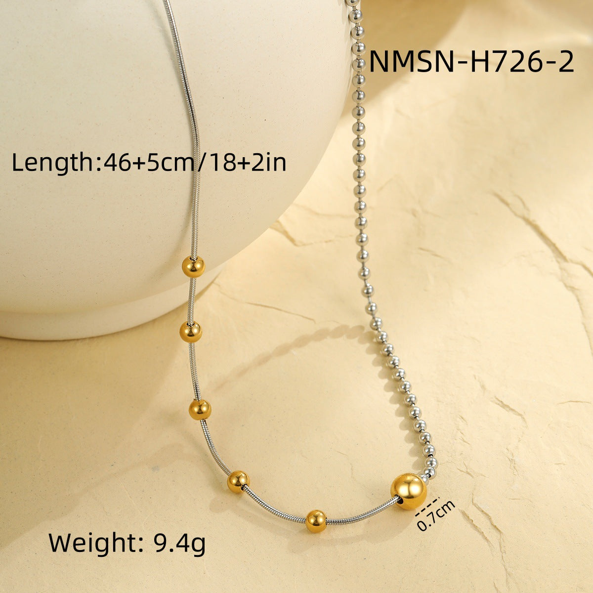 Fashionable OL Style Geometric Bead Necklace with Y-Shape Chain Stainless Steel Plated 18K Gold Tone Locket Necklace for Women