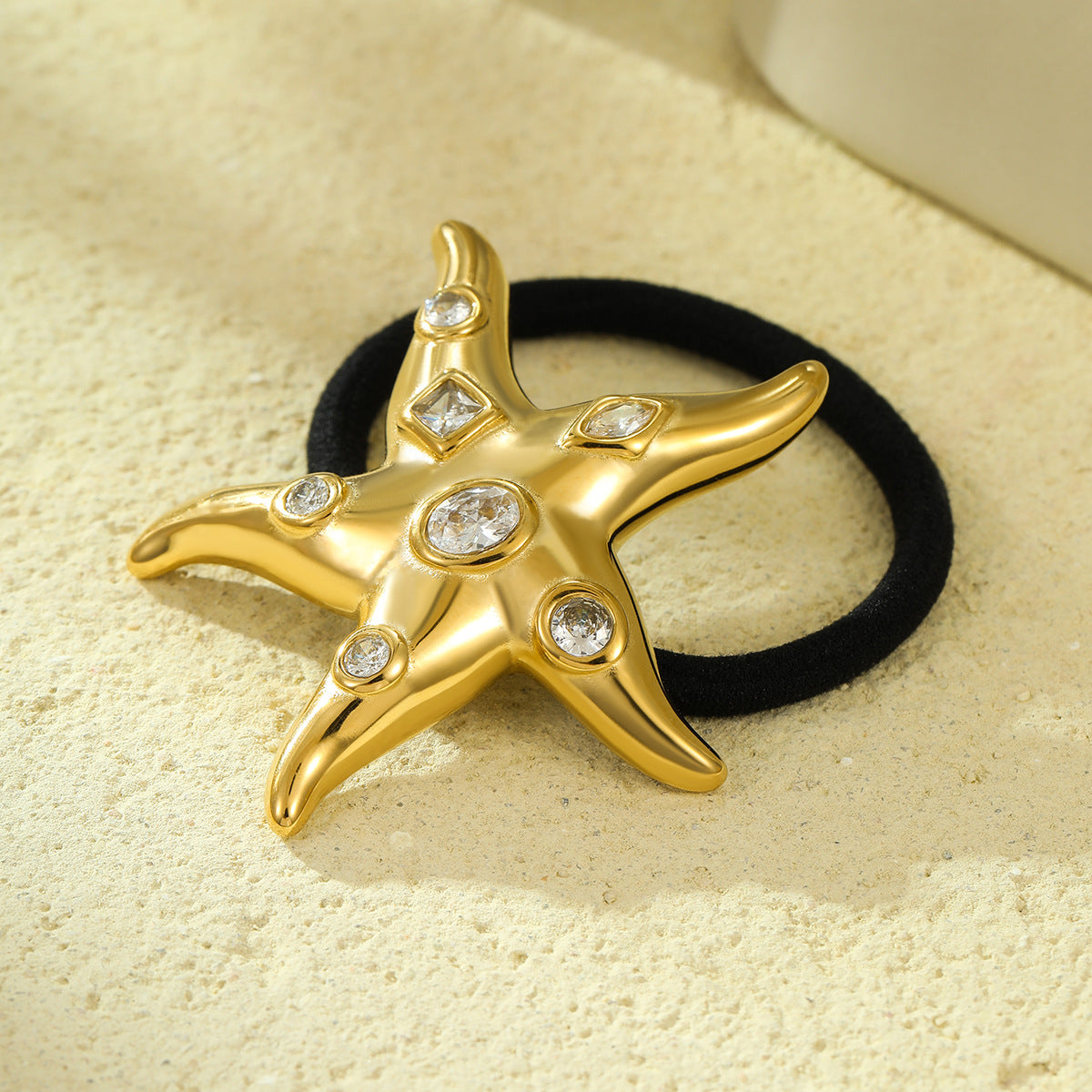 Minimalist Shell and Star-Shaped Titanium Steel Hair Ring with 18K Gold Plating for Women