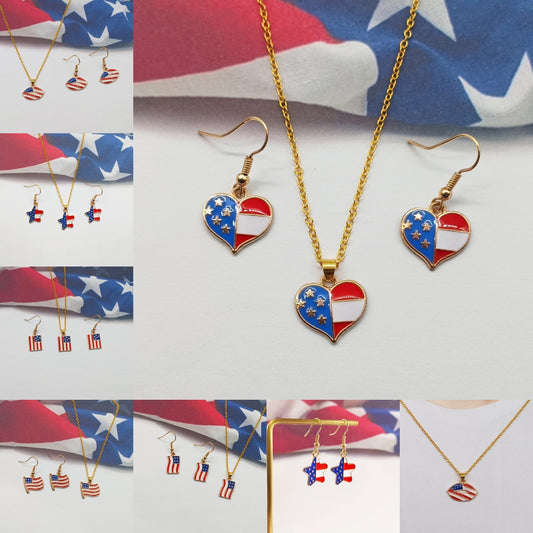 Fashion Drip Oil Heart Star Alloy Earrings and Necklace Set for Unisex