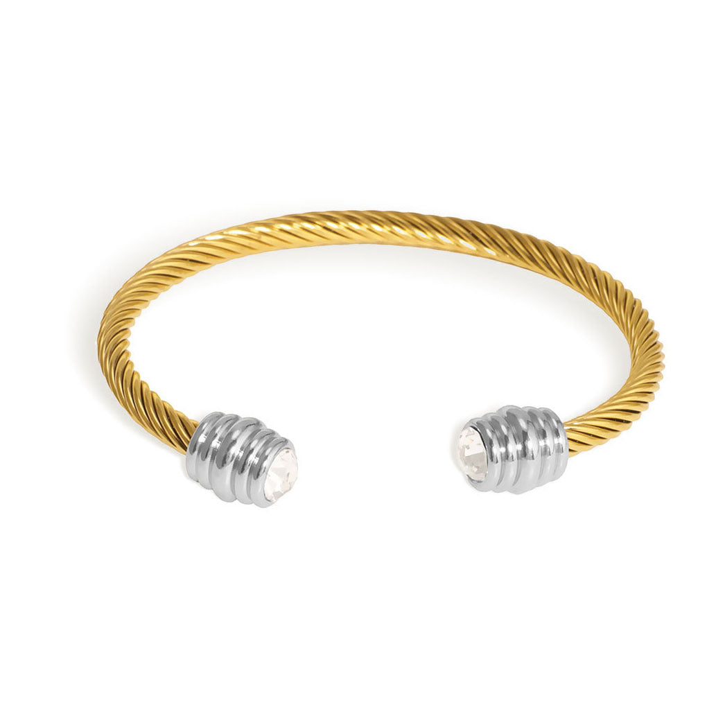 Bracciale minimalista in acciaio al titanio con filo intrecciato, placcato oro, catena a cavo in acciaio inossidabile, design ad anello geometrico