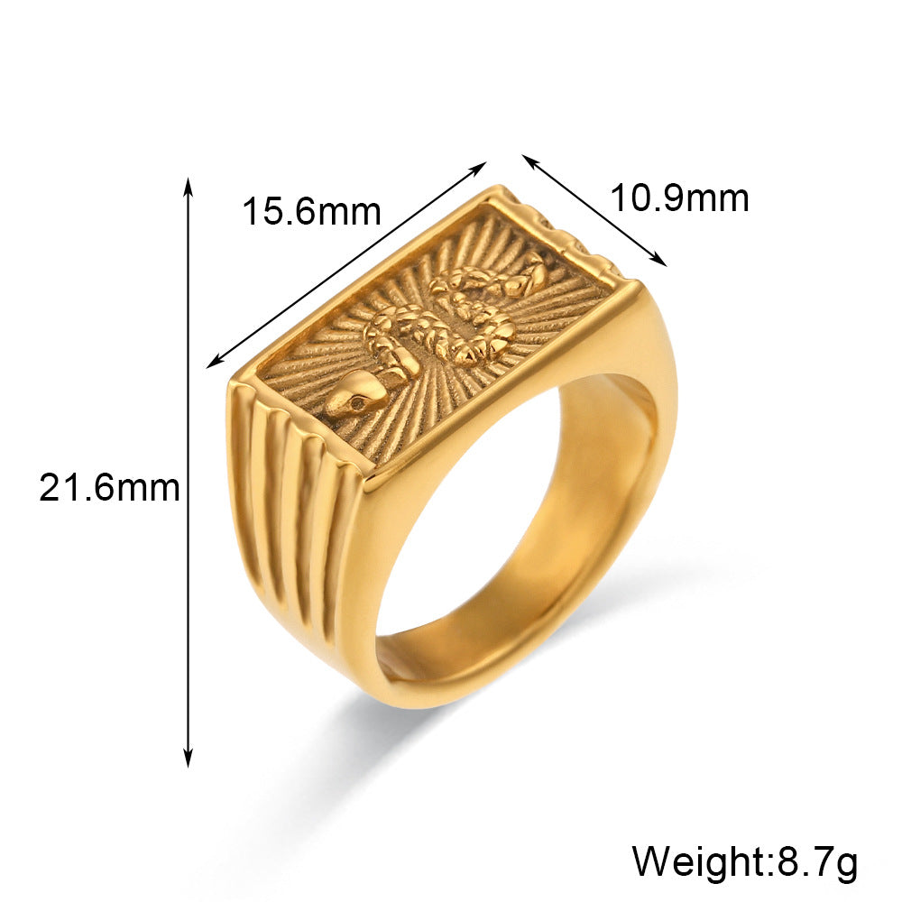 Minimalist Snake-Shaped Stainless Steel Ring with 18K Gold Plating for Women