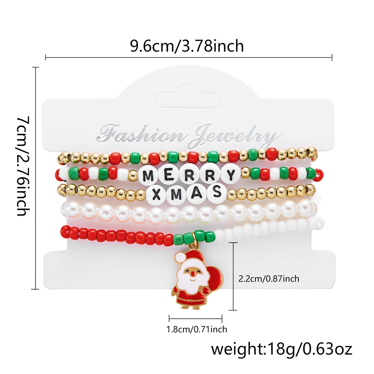 Christmas Cartoon Character Resin Bracelet Set with Snowflake Reindeer Bell Santa Claus Elements Casual Unisex Jewelry