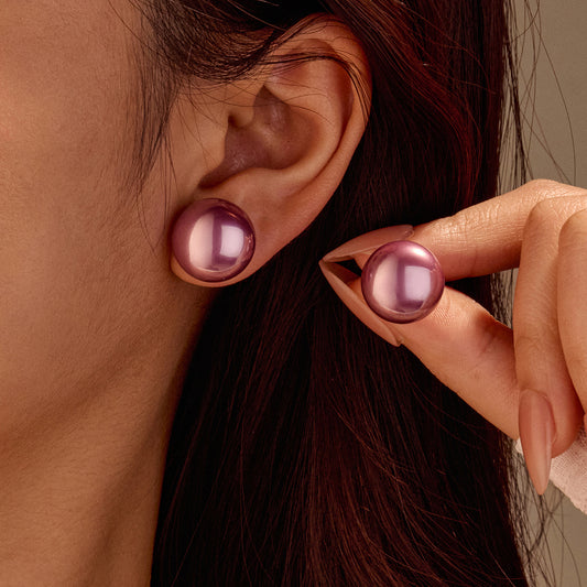 Pendientes de acero inoxidable geométricos de moda con detalles de perlas para mujer, pulidos y chapados para un elegante uso de oficina
