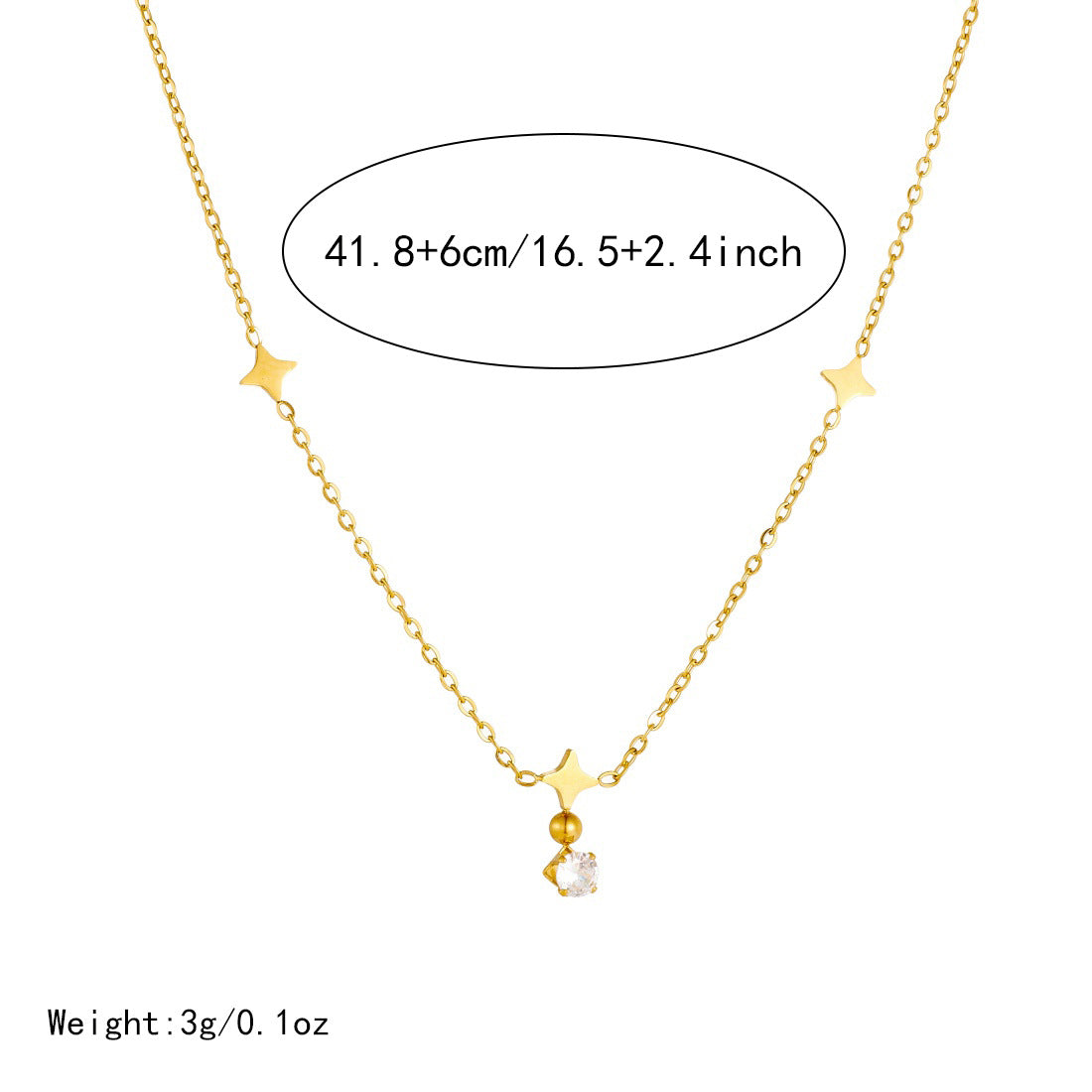 Sweet Elegant Star Rhinestone Inlay Gold Plated Stainless Steel Necklace for Women