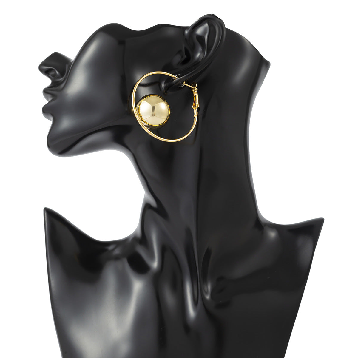 Pendientes minimalistas de tuerca con círculo geométrico hueco de metal chapado para mujer