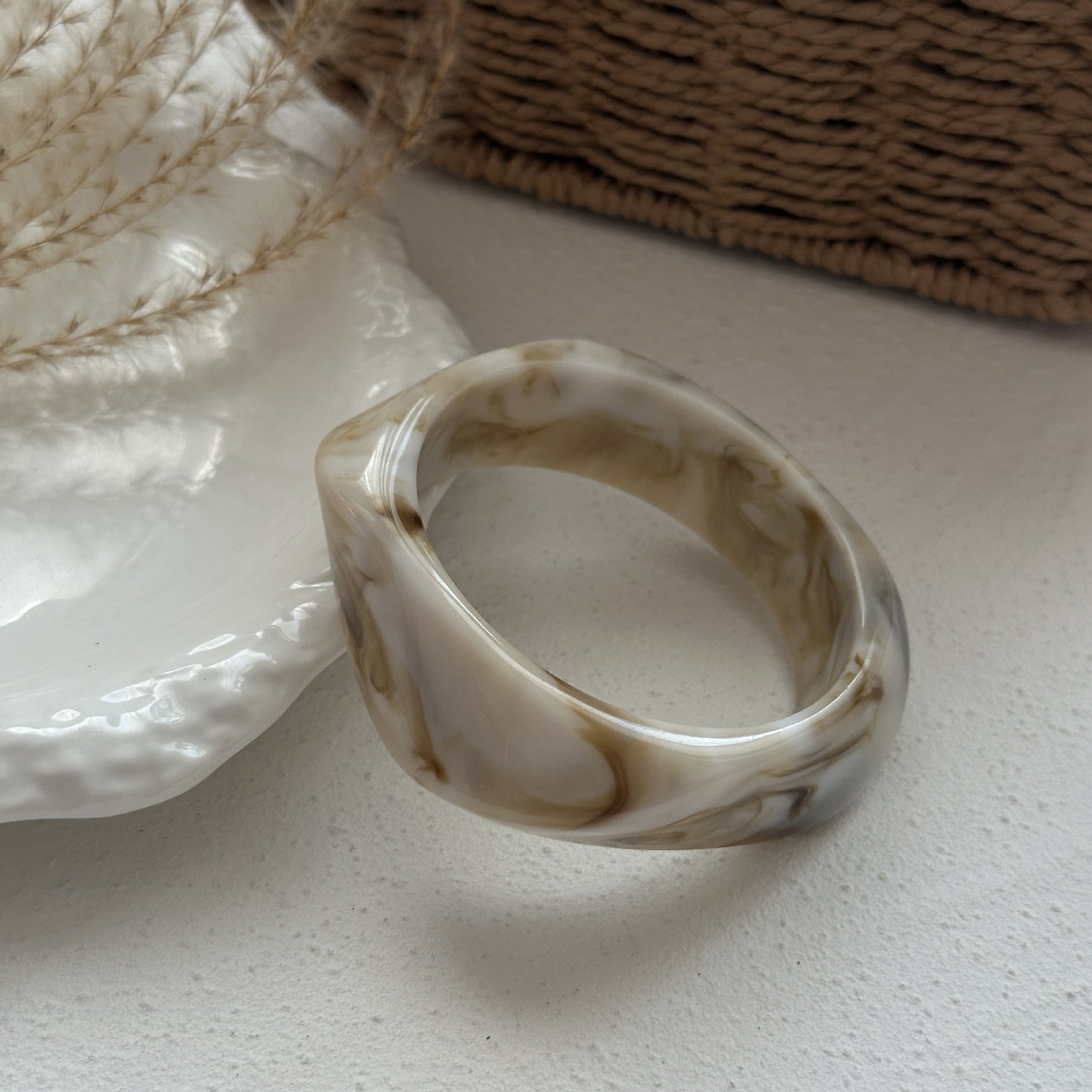 Bracciale placcato in resina acrilica geometrica vintage