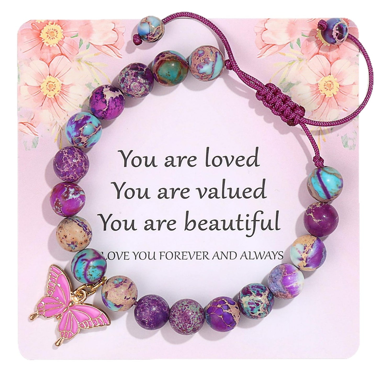 Elegant Agate Butterfly Floral Bracelet for Women
