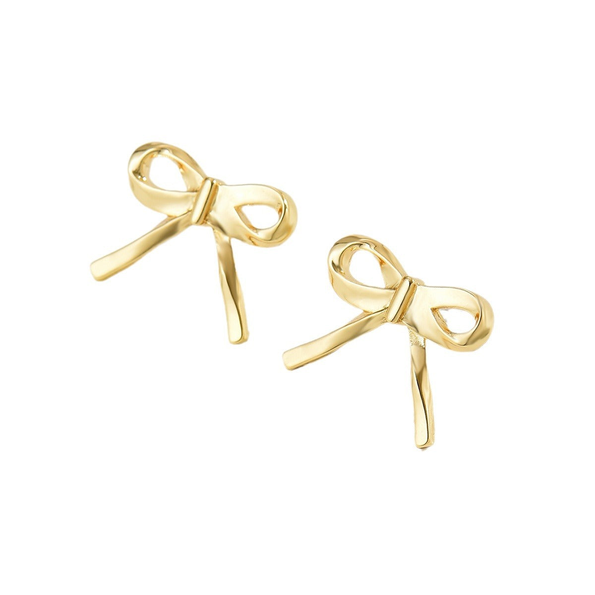 Fashion OL Bow-Shaped Alloy Stud Earrings for Women with Plating Finish, Minimalist and Versatile Design