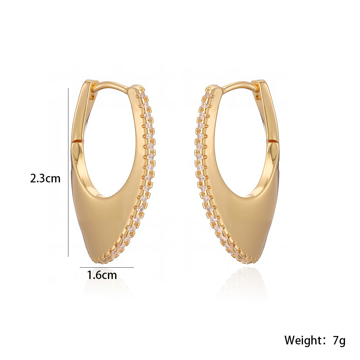 Minimalist Elegant Irregular Geometric Cubic Zirconia Brass 18K Gold Plated Earrings