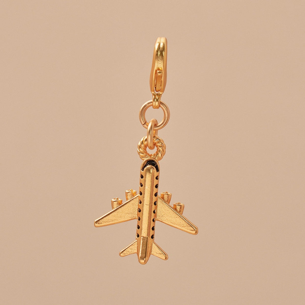 Vintage 18K Gold Plated Stainless Steel Airplane Pendant Charm Bar PVD