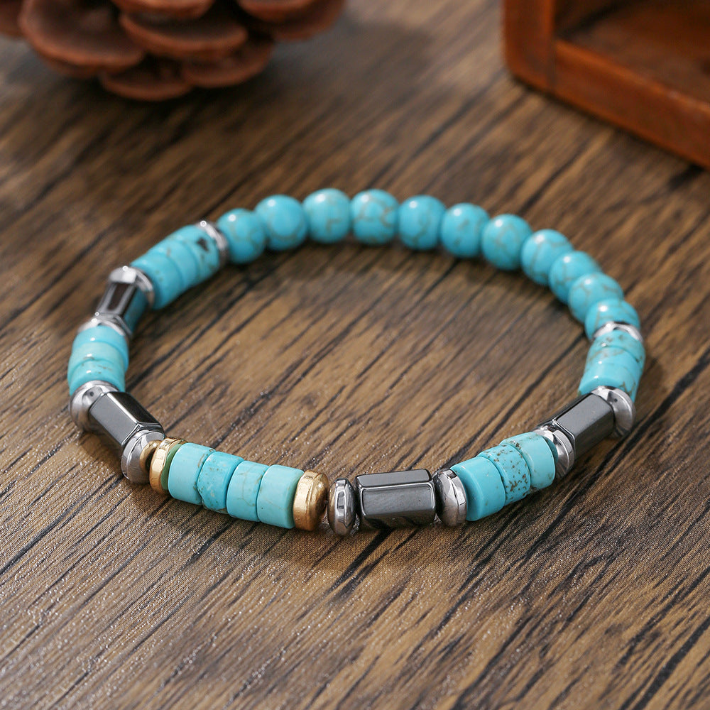 Geometric Turquoise Alloy Beaded Bracelet