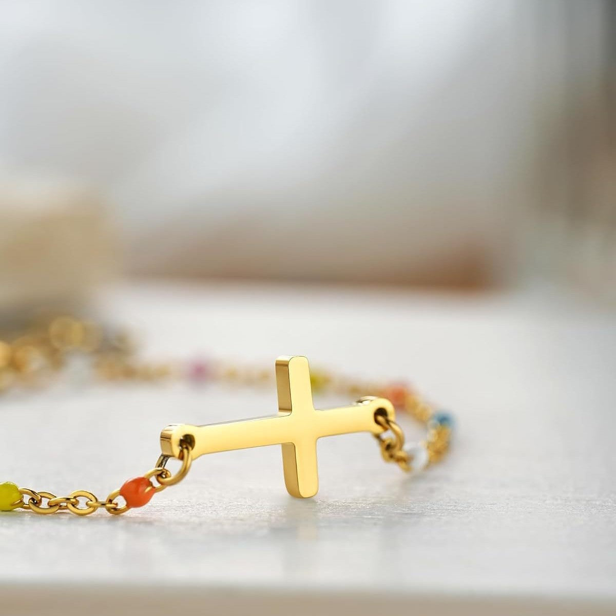 Bohemian Sweet Drip Oil Cross Stainless Steel Bracelet Unisex Gift