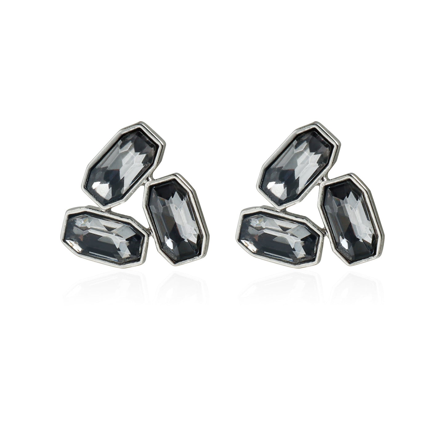 Vintage Luxury Geometric Triangle Glass Stud Earrings for Women
