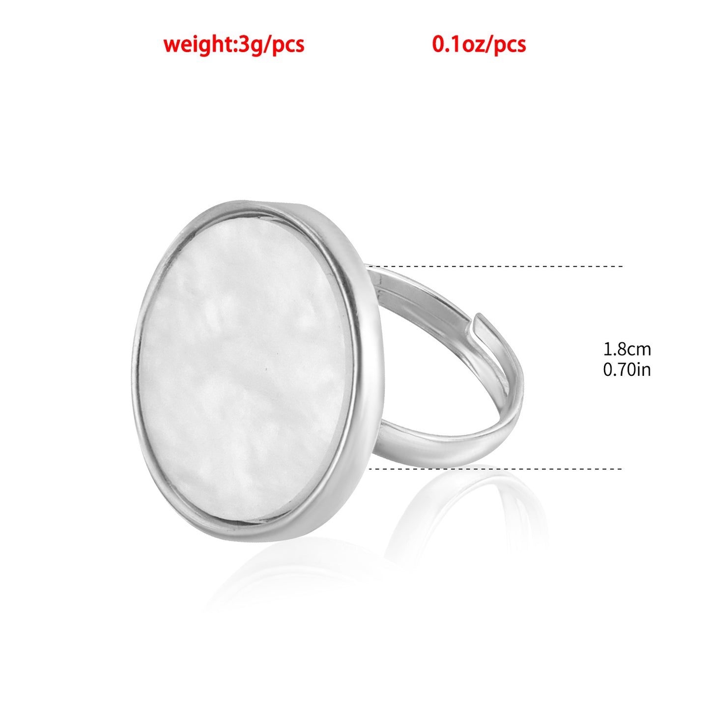 Anillo Abierto Geométrico Minimalista de Metal Bañado con Detalles de Nácar Blanco de Imitación para Mujer