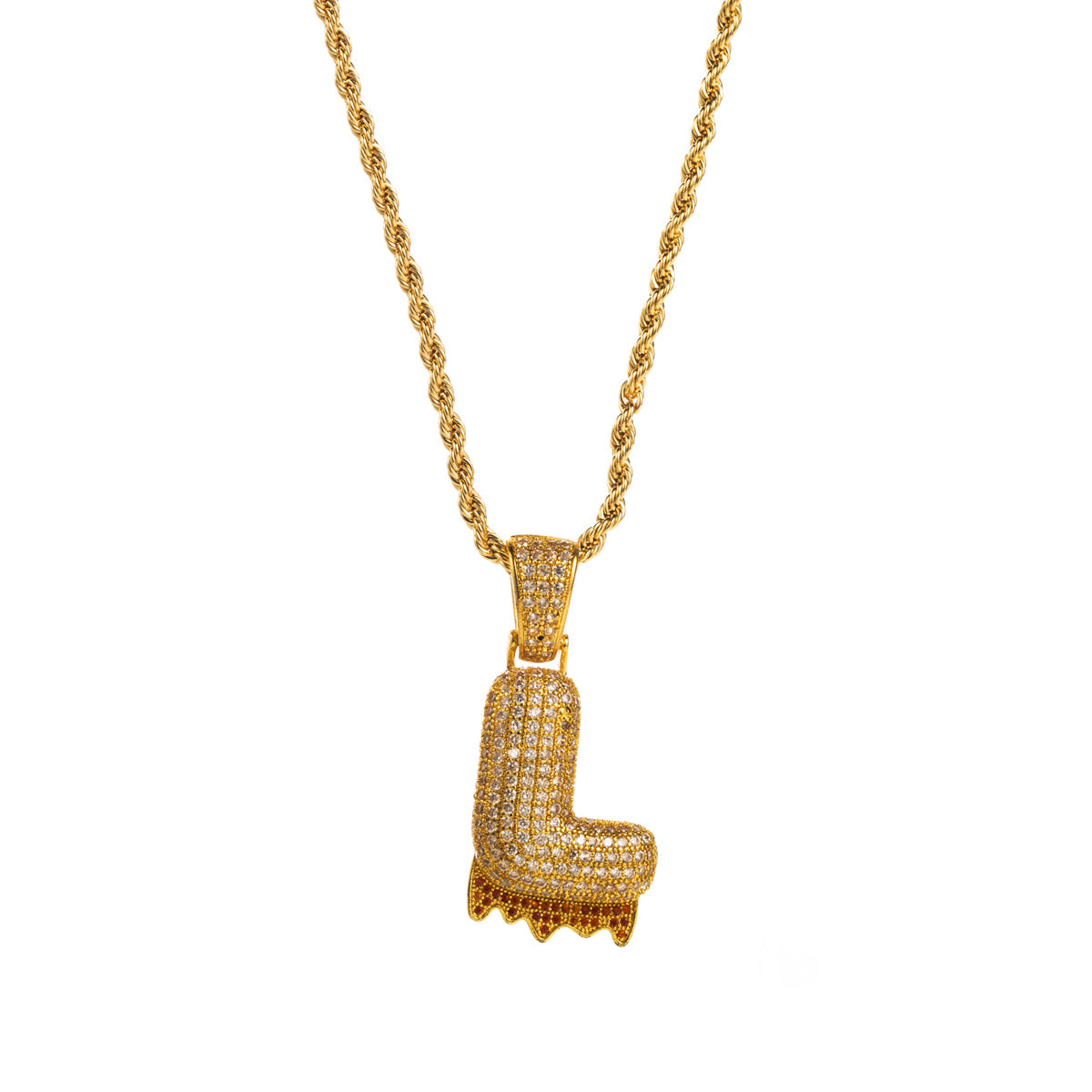 Collana con ciondolo a lettera "Sweet-Edgy" da donna in ottone con intarsio in zirconi cubici su catena a clavicola